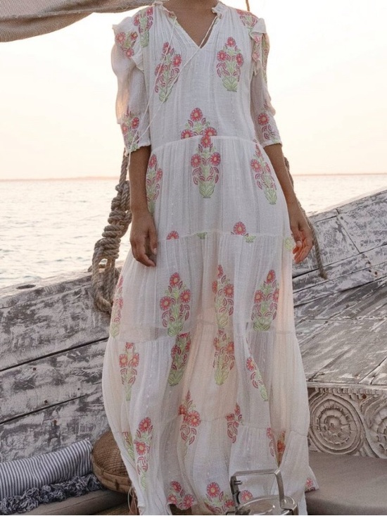 Oliphant Dresses & Skirts - Oliphant Pintuck Ruffle Maxi Dress in Algarve Pink Size 2XL NWT